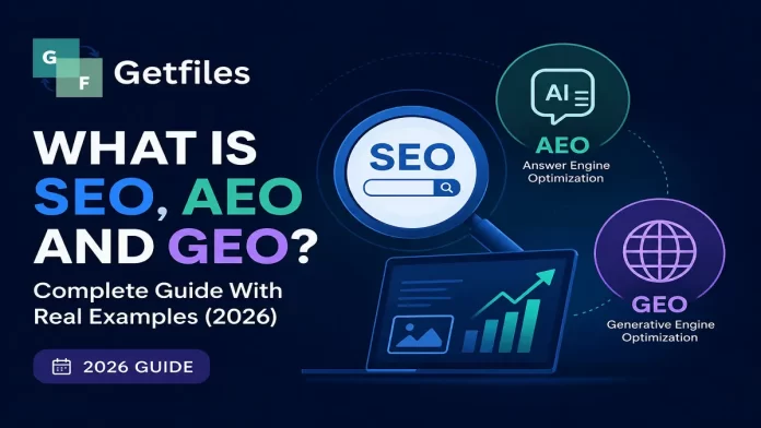 What is SEO, AEO and GEO Complete Guide With Real Examples 2026